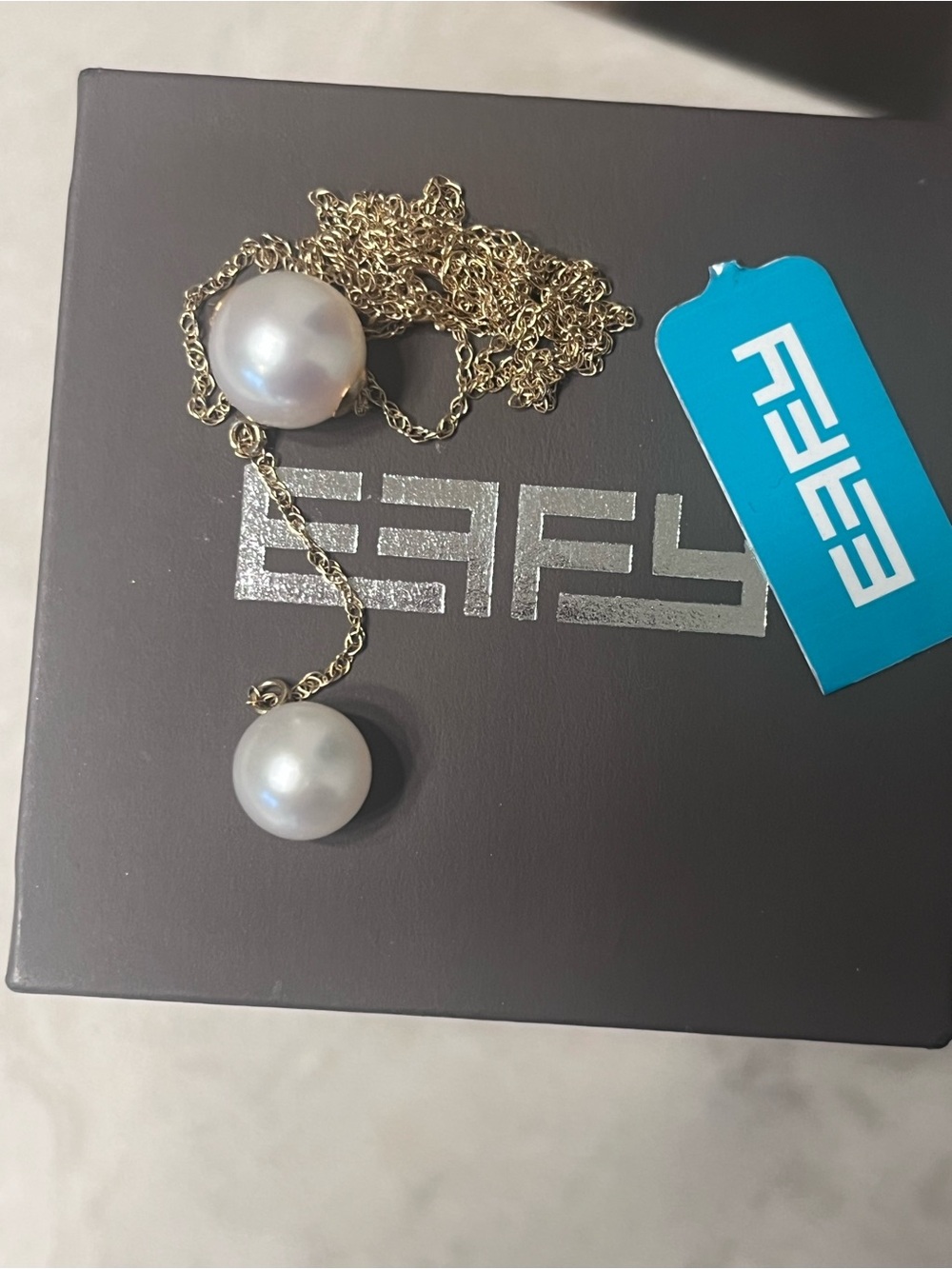 Effy 14k yellow Gold Pearl Drop Y-Necklace - White Pearls - Picture 3 of 3